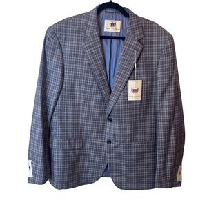 NEW THOM HUDSON 48R Melbourne Plaid Blazer Mens Wool Silk Blue‎ Wedgewood Blazer